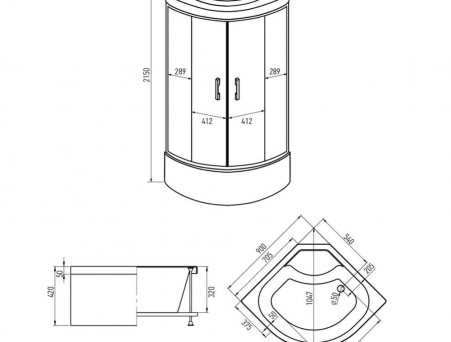 Душевая Кабина «Erlit» 90x90x215 Матовое Стекло (ER3509TP-C3-RUS)