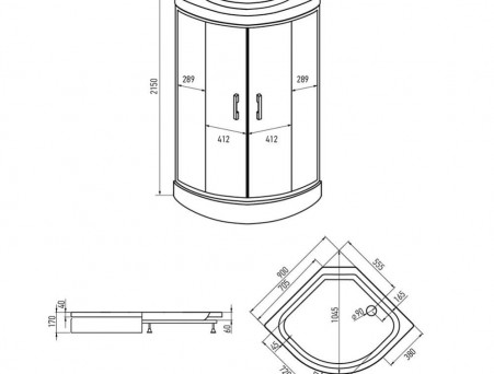 Душевая Кабина «Erlit» 90x90x215 Матовое Стекло (ER3509P-C3-RUS)