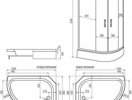 Душевая Кабина «Erlit» 120x80x226 Матовое Стекло (ER351226R-C3-RUS)