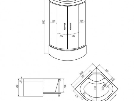 Душевая Кабина «Erlit» 100x100x215 Тонированное Стекло (ER3510TP-C4-RUS)