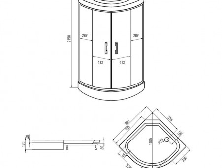 Душевая Кабина «Erlit» 90x90x215 Тонированное Стекло (ER3509P-C4-RUS)