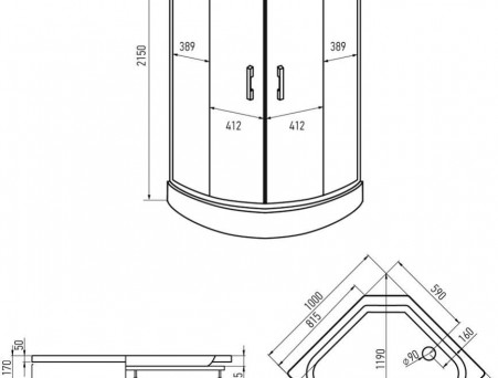 Душевая Кабина «Erlit» 100x100x215 Тонированное Стекло (ER3510P-C4-RUS)