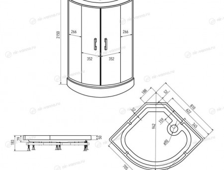 Душевая Кабина «Erlit» 80x80x215 Тонированное Стекло (ER3508P-C4-RUS)
