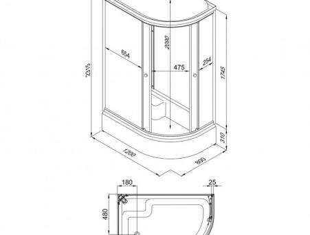 Душевая Кабина «Triton» Коралл Мозаика 120x80x231,5 В L, со Смесителем ДН4 (Щ0000038532)