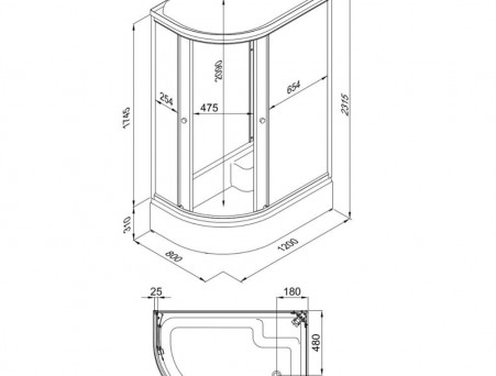 Душевая Кабина «Triton» Коралл Мозаика 120x80x231,5 В R, со Смесителем ДН4 (Щ0000038533)