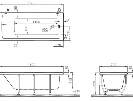 Акриловая Ванна «Vitra» Neon 160х70, Комплект (150685)