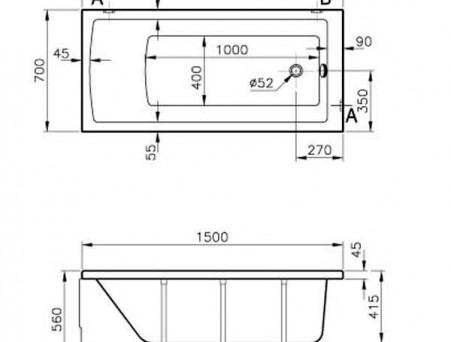 Акриловая Ванна «Vitra» Neon 150х70 (52510001000)