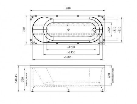 Акриловая Ванна «Vannesa» Виктория 180х70, Комплект (151014)