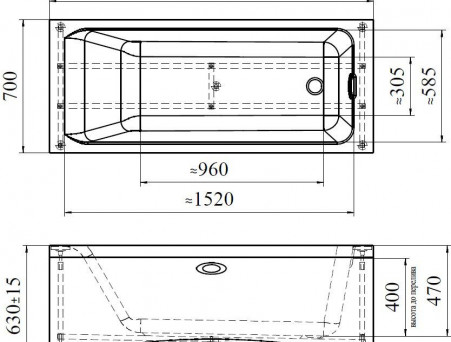 Акриловая Ванна «Vannesa» Агата 170х70, Комплект (137458)