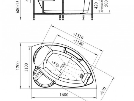 Акриловая Ванна «Vannesa» Алари 168х120 L, Комплект (137460)