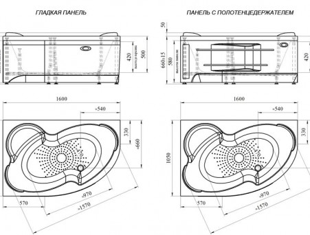 Акриловая Ванна «Vannesa» Ирма 160х105 R, Комплект (137473)