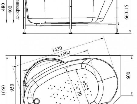 Акриловая Ванна «Vannesa» Монти 150х105 L, Комплект (137484)