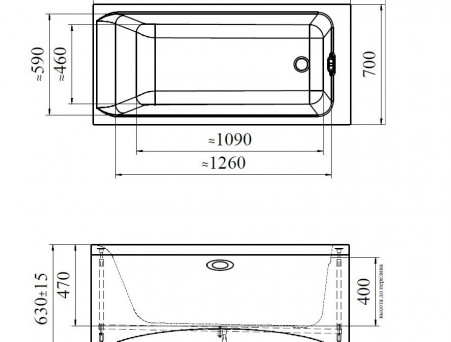 Акриловая Ванна «Vannesa» Агата 150х70, Комплект (137457)
