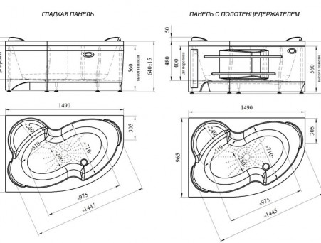 Акриловая Ванна «Vannesa» Ирма 149х96 L (2-01-0-1-1-216Ч)