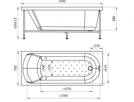 Акриловая Ванна «Vannesa» Николь 168х70 (2-01-0-0-1-240Ч)