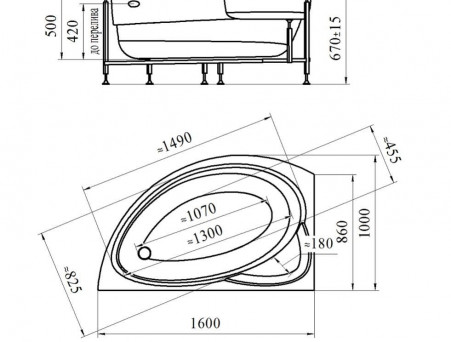 Акриловая Ванна «Vannesa» Модерна 160х100 L (2-01-0-1-1-214Ч)