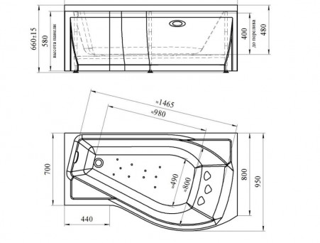 Акриловая Ванна «Vannesa» Миранда 168х95 L (2-01-0-1-1-209Ч)