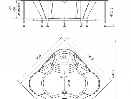 Акриловая Ванна «Vannesa» Сандра 149х149 (2-01-0-0-1-221Ч)