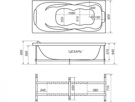 Акриловая Ванна «Triton» Цезарь 180х80 (Н0000099993)
