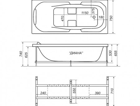 Акриловая Ванна «Triton» Диана 170х75 (Н0000099967)