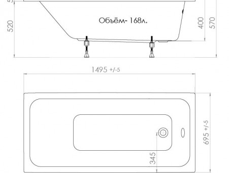 Акриловая Ванна «Triton» Ультра 150х70 (Щ0000012096)