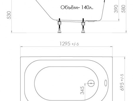 Акриловая Ванна «Triton» Стандарт 130х70 (Н0000099326)