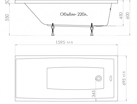 Акриловая Ванна «Triton» Джена 160х70 (Щ0000001222)