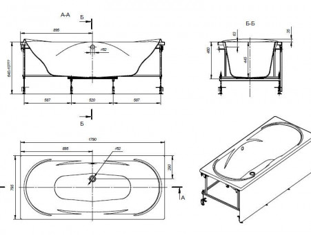 Акриловая Ванна «Roca» Madeira 180х80, Комплект (7248525000+724F177000)