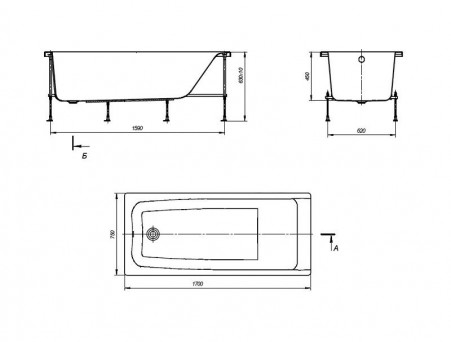 Акриловая Ванна «Roca» Elba 170х75, Комплект (7248507000+7248513000)