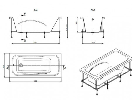 Акриловая Ванна «Roca» Line 150х70 (ZRU9302982)