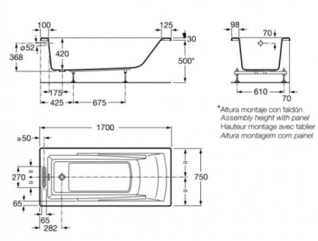 Акриловая Ванна «Roca» Hall 170х75 (ZRU9302768)
