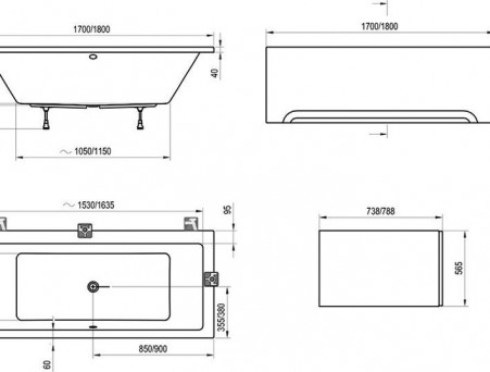 Акриловая Ванна «Ravak» Formy 01 180х80, Комплект (057865)