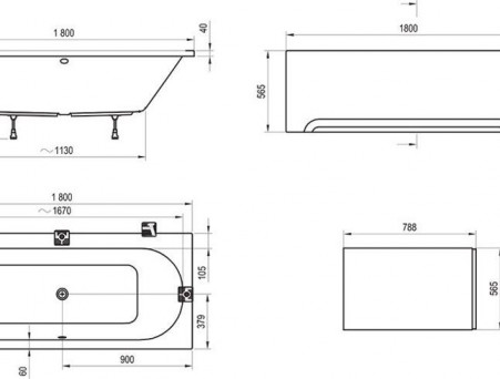 Акриловая Ванна «Ravak» City Встраиваемая 180х80, Комплект (057861)