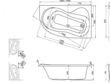 Акриловая Ванна «Ravak» Rosa 95 150х95 L, Комплект (022397)
