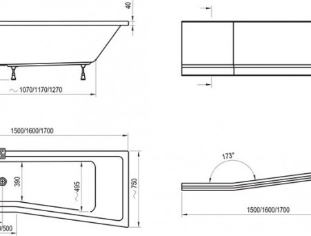 Акриловая Ванна «Ravak» BeHappy II 150х75 R (C991000000)