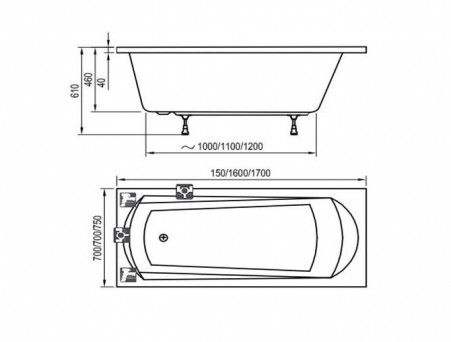 Акриловая Ванна «Ravak» Domino 170х75 (C631000000)