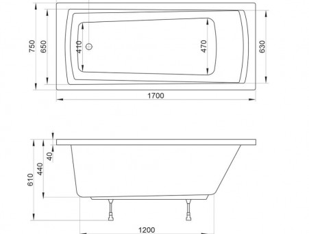 Акриловая Ванна «Ravak» Domino Plus 170х75 (C631R00000)