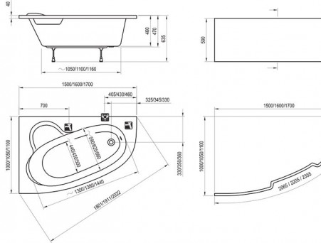 Акриловая Ванна «Ravak» Asymmetric 150х100 L (C441000000)
