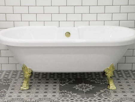 Акриловая Ванна «Radomir» Леонесса 175х80, Ножки «Лилия» Gold, Перламутр (1-01-3-0-9-138П)