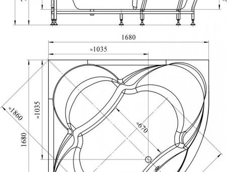 Акриловая Ванна «Radomir» Филадельфия 168х168, Комплект (150430)