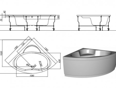 Акриловая Ванна «Kolpa-San» Royal 130х130, Комплект (006412)