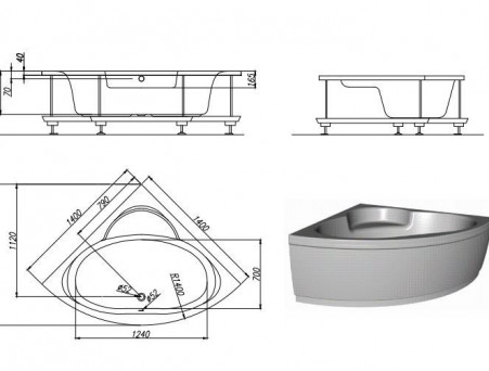 Акриловая Ванна «Kolpa-San Quat» Royal 140х140 (121085)