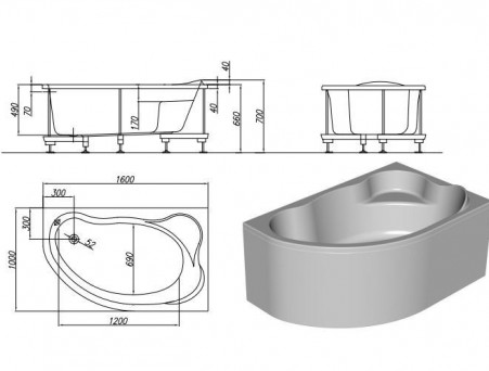 Акриловая Ванна «Kolpa-San Quat» Amadis 160х100 L (121080)