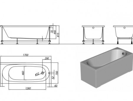 Акриловая Ванна «Kolpa-San Quat» Tamia 170х70 (047037)