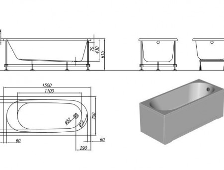 Акриловая Ванна «Kolpa-San Quat» Tamia 150х70 (047035)