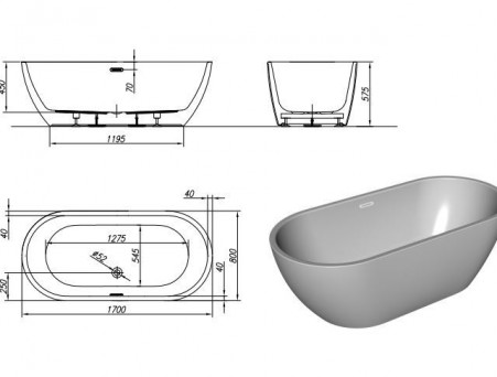 Акриловая Ванна «Kolpa-San» Dalia FS White 170х80 (099807)