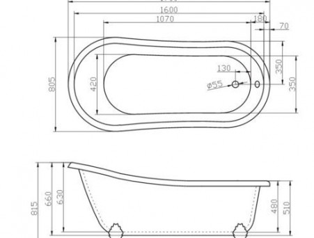 Акриловая Ванна «BelBagno» 170х80,5 Ножки Хром, Комплект (092524)