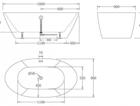 Акриловая Ванна «BelBagno» 180х90 (BB68-1800)