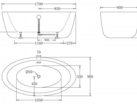 Акриловая Ванна «BelBagno» 170х90 (BB67-1700)