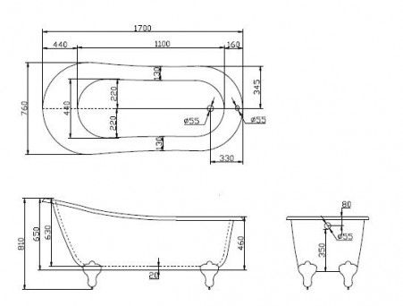 Акриловая Ванна «BelBagno» 170х76 (BB06-1700)